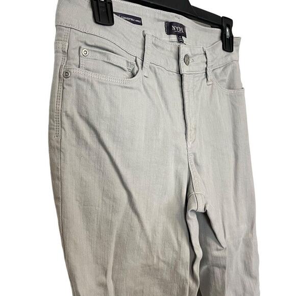 NYDJ Alina Gray Womens Convertible Ankle Mid Rise Stretch Tapered Jeans sz 4 - Picture 4 of 16